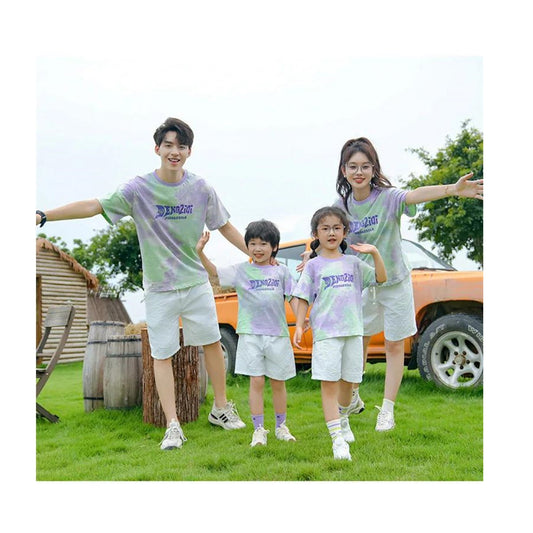 Tie Dye Short-sleeve T-shirt and Shorts Set for Whole Family - ChildAngle