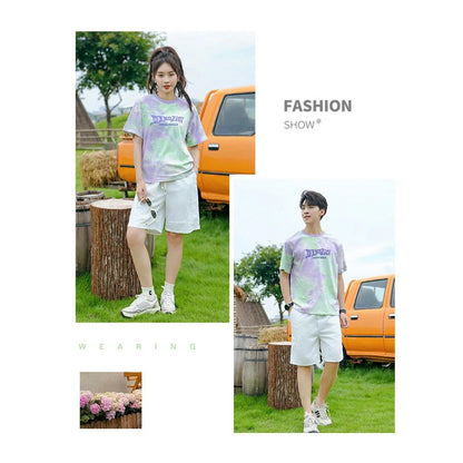 Tie Dye Short-sleeve T-shirt and Shorts Set for Whole Family - ChildAngle