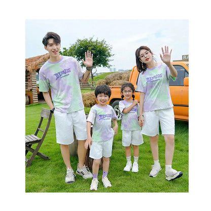 Tie Dye Short-sleeve T-shirt and Shorts Set for Whole Family - ChildAngle