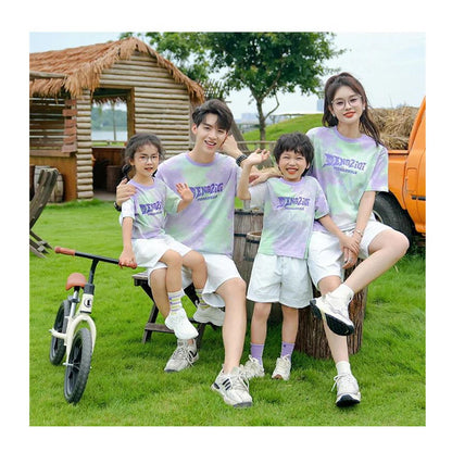 Tie Dye Short-sleeve T-shirt and Shorts Set for Whole Family - ChildAngle
