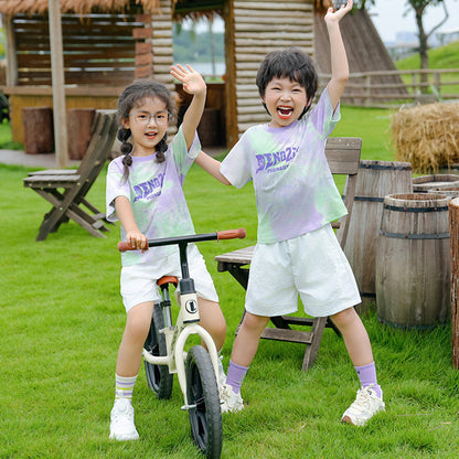 Tie Dye Short-sleeve T-shirt and Shorts Set for Whole Family - ChildAngle