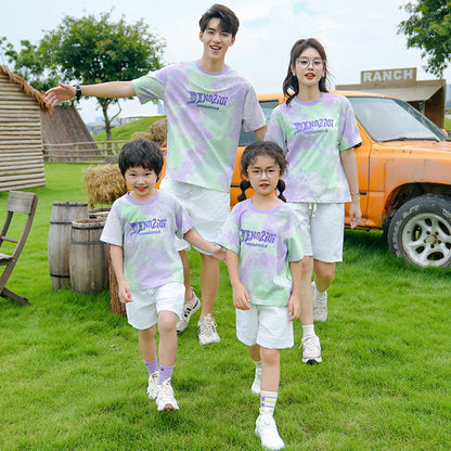 Tie Dye Short-sleeve T-shirt and Shorts Set for Whole Family - ChildAngle