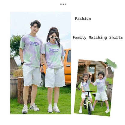 Tie Dye Short-sleeve T-shirt and Shorts Set for Whole Family - ChildAngle