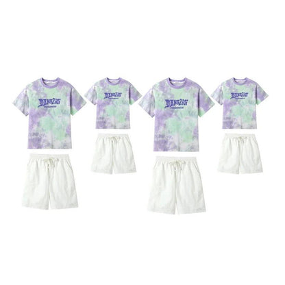 Tie Dye Short-sleeve T-shirt and Shorts Set for Whole Family - ChildAngle
