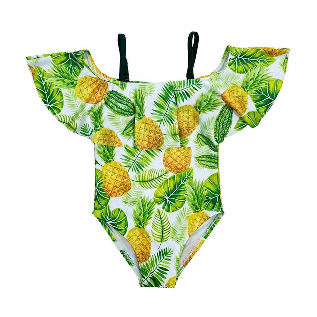Set of swimsuits with pineapple and leaf pattern - ChildAngle Pineapple Palm Leaves One Piece Family Matching Swimsuits