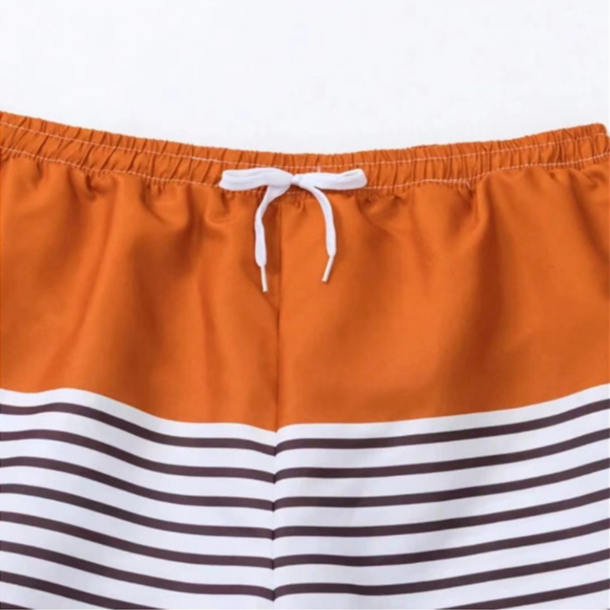 Mother and Daughter Orange Bikini Top Palm Tree Bikini Bottom and Father and Son Matching Orange Colorblock Stripe Swim Trunks - ChildAngle Orange Tropical Floral Bikini Set