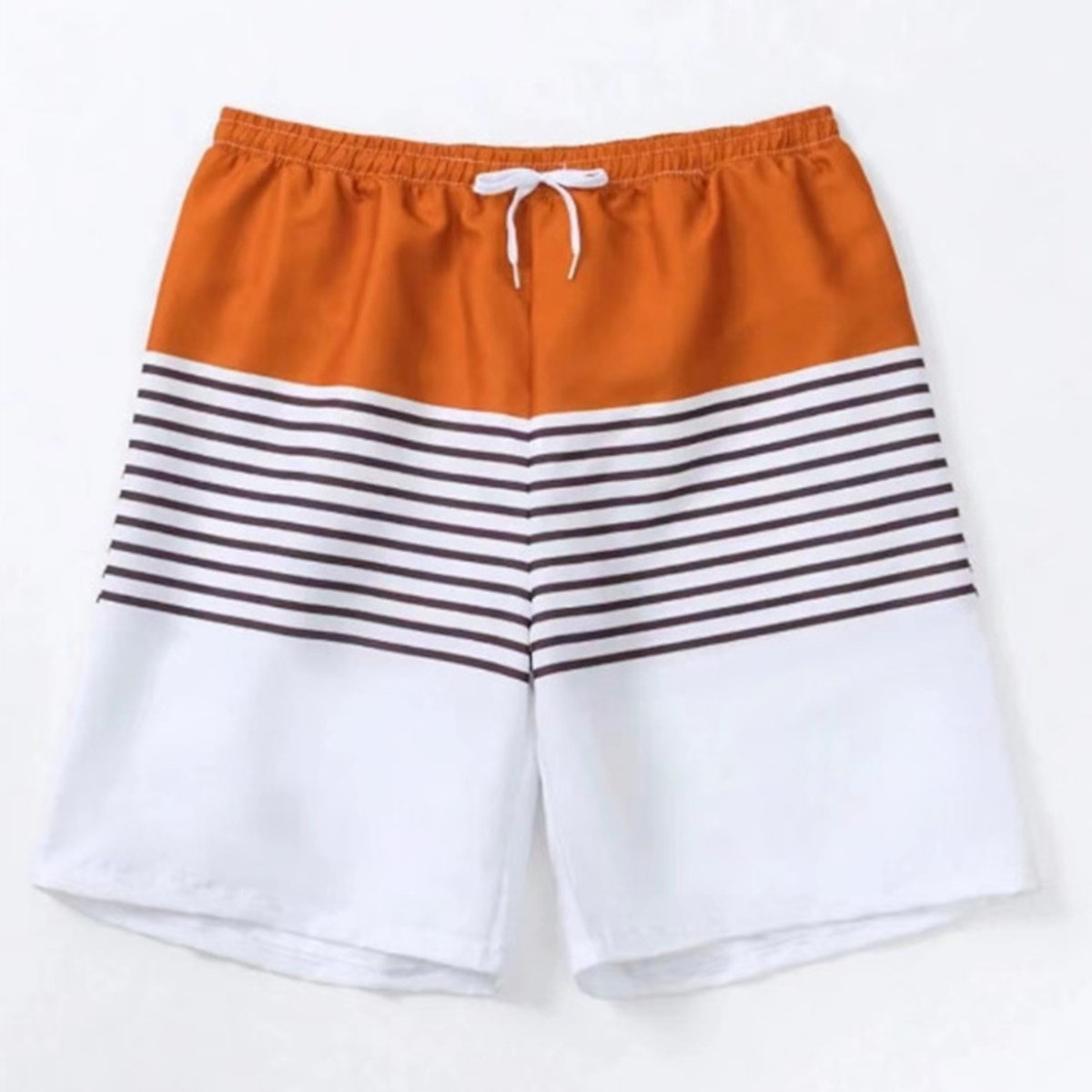 Mother and Daughter Orange Bikini Top Palm Tree Bikini Bottom and Father and Son Matching Orange Colorblock Stripe Swim Trunks - ChildAngle Orange Tropical Floral Bikini Set