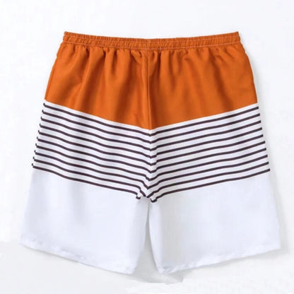 Mother and Daughter Orange Bikini Top Palm Tree Bikini Bottom and Father and Son Matching Orange Colorblock Stripe Swim Trunks - ChildAngle Orange Tropical Floral Bikini Set