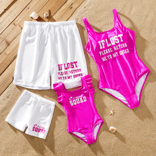 Matching Family Swimsuit Pink One Piece Swimwear