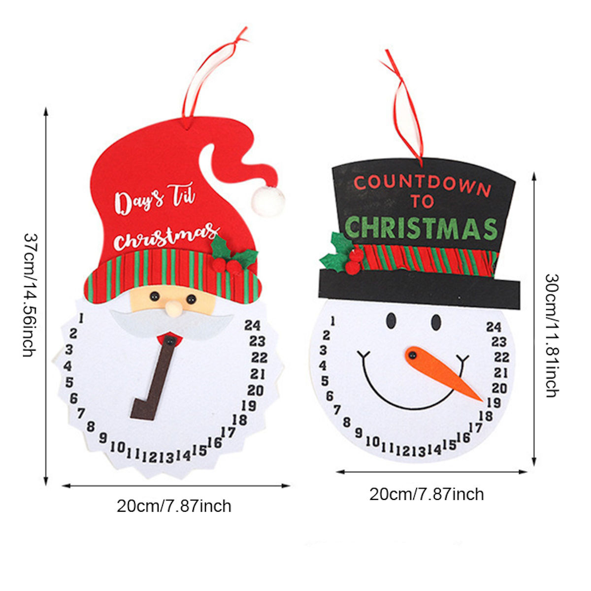 Felt Advent Calendar 1PC Christmas Snowman Countdown Santa Claus Calendar 24 Days Till Christmas - ChildAngle