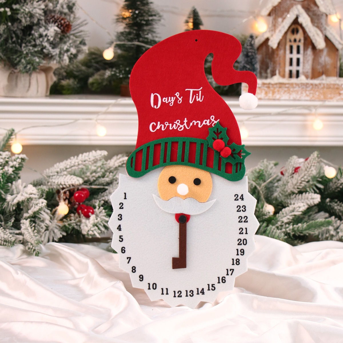 Felt Advent Calendar 1PC Christmas Snowman Countdown Santa Claus Calendar 24 Days Till Christmas - ChildAngle