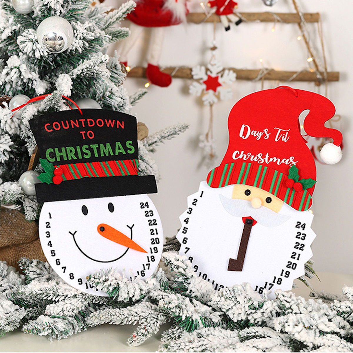 Felt Advent Calendar 1PC Christmas Snowman Countdown Santa Claus Calendar 24 Days Till Christmas - ChildAngle