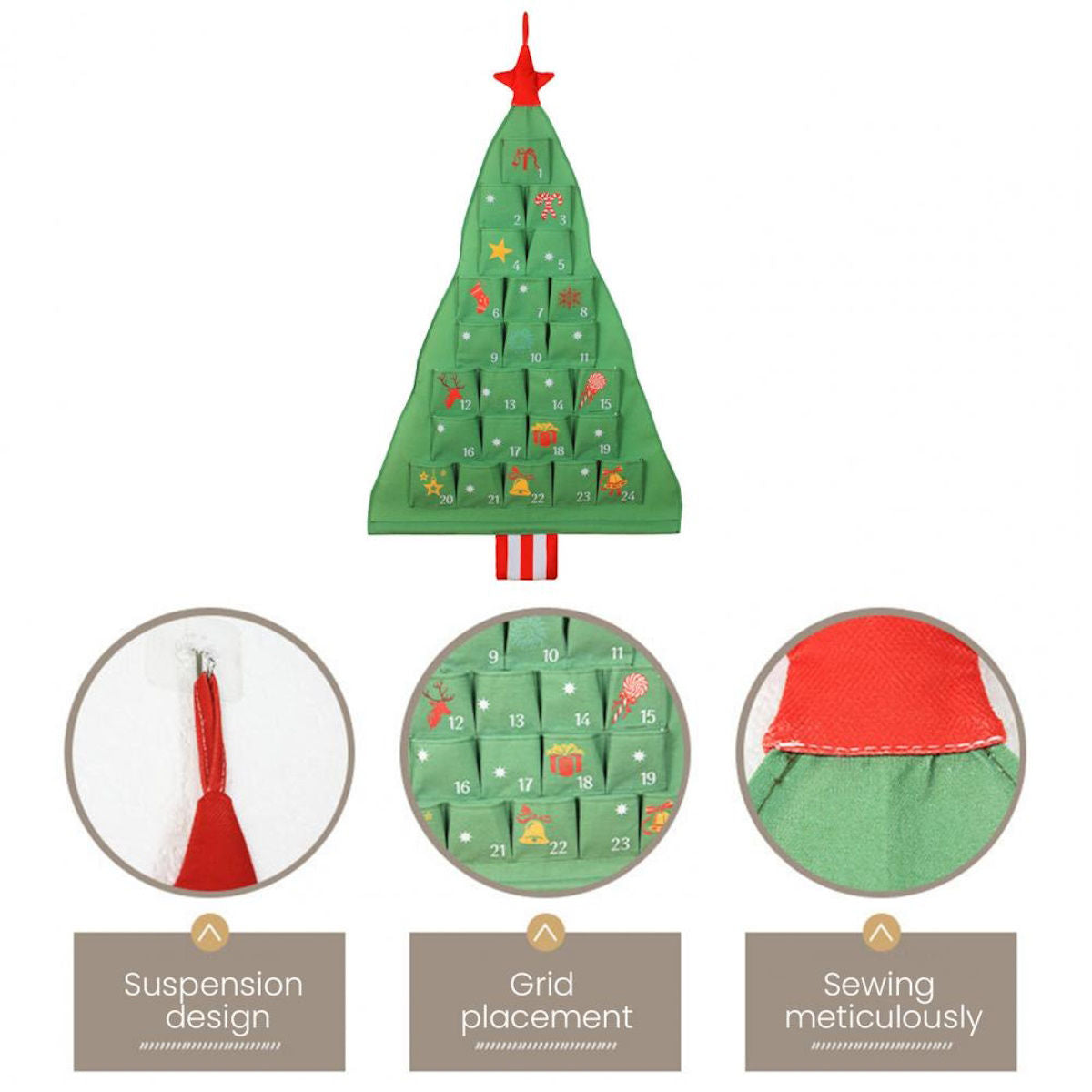 Christmas Felt Advent Calendar Christmas Tree Fabric Advent Calendar - ChildAngle