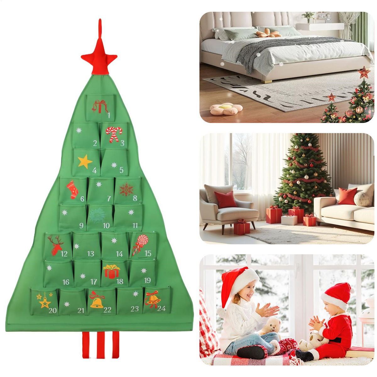 Christmas Felt Advent Calendar Christmas Tree Fabric Advent Calendar - ChildAngle