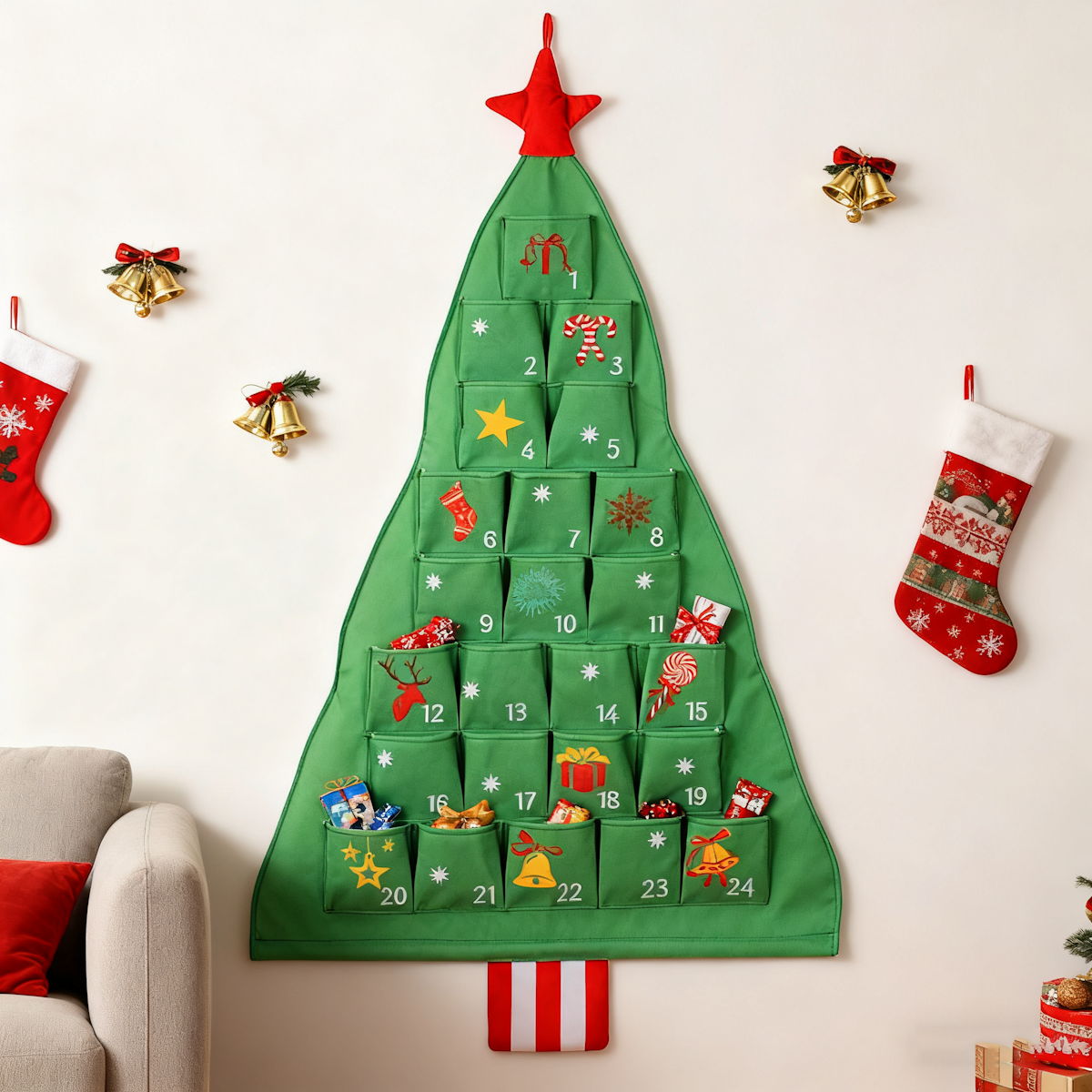 Christmas Felt Advent Calendar Christmas Tree Fabric Advent Calendar - ChildAngle
