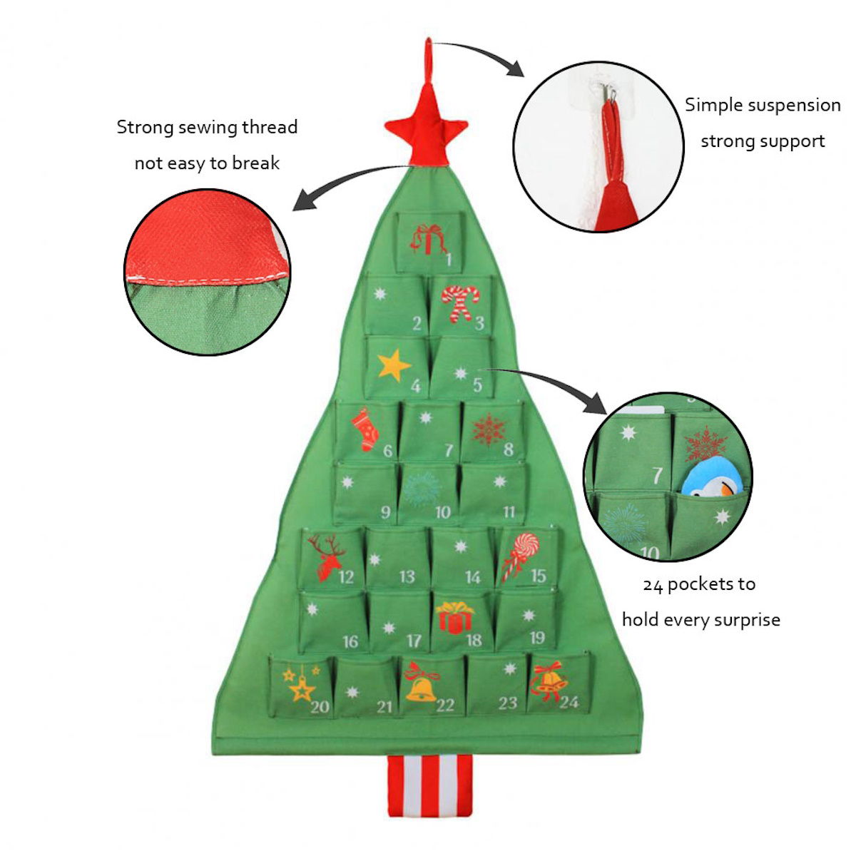 Christmas Felt Advent Calendar Christmas Tree Fabric Advent Calendar - ChildAngle