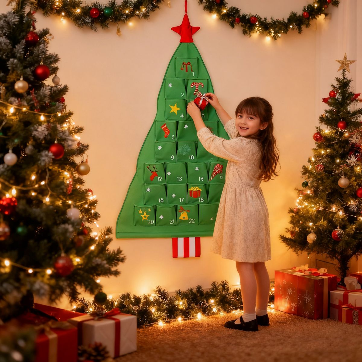 Christmas Felt Advent Calendar Christmas Tree Fabric Advent Calendar - ChildAngle