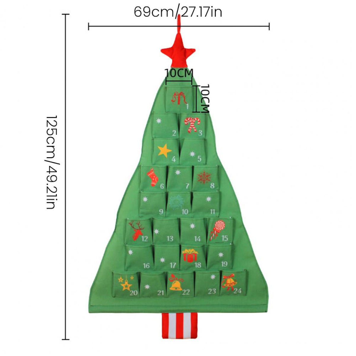 Christmas Felt Advent Calendar Christmas Tree Fabric Advent Calendar - ChildAngle
