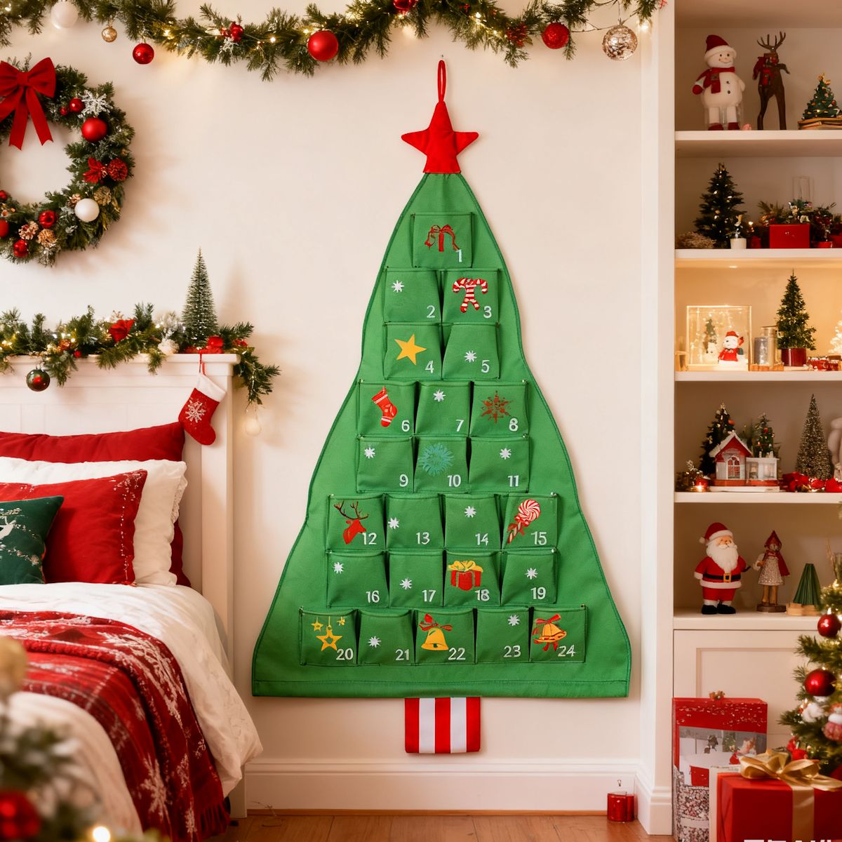 Christmas Felt Advent Calendar Christmas Tree Fabric Advent Calendar - ChildAngle