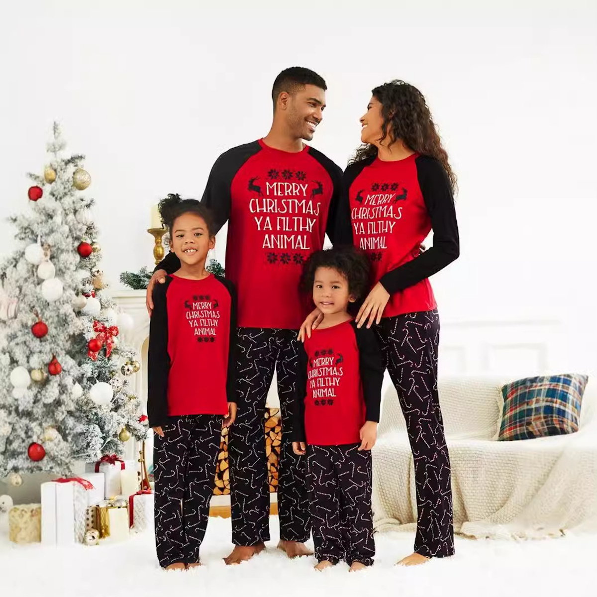 Matching Family Pajamas Set Merry Christmas Ya Filthy Animal - ChildAngle