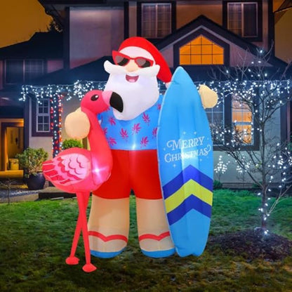 Flamingo Santa Claus Inflatable for Summer Beach Party Christmas in July - ChildAngle