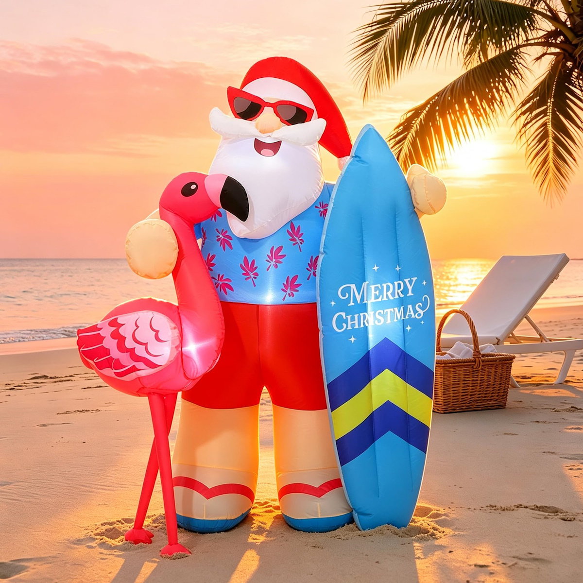 Flamingo Santa Claus Inflatable for Summer Beach Party Christmas in July - ChildAngle
