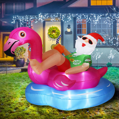 Flamingo Santa Claus Inflatable for Summer Beach Party Christmas in July - ChildAngle