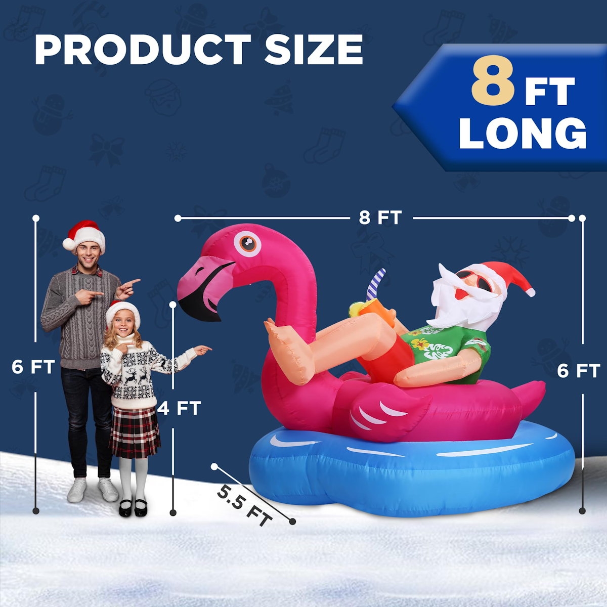 Flamingo Santa Claus Inflatable for Summer Beach Party Christmas in July - ChildAngle