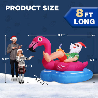 Flamingo Santa Claus Inflatable for Summer Beach Party Christmas in July - ChildAngle