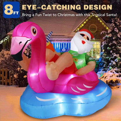 Flamingo Santa Claus Inflatable for Summer Beach Party Christmas in July - ChildAngle