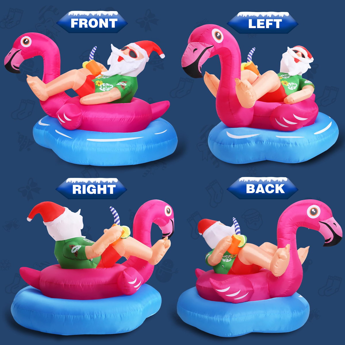 Flamingo Santa Claus Inflatable for Summer Beach Party Christmas in July - ChildAngle
