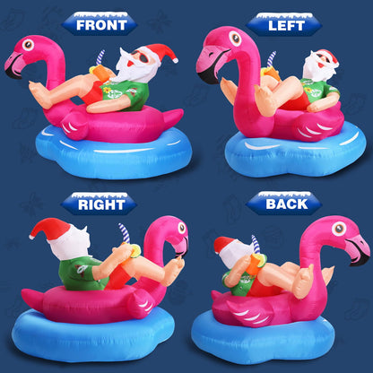 Flamingo Santa Claus Inflatable for Summer Beach Party Christmas in July - ChildAngle