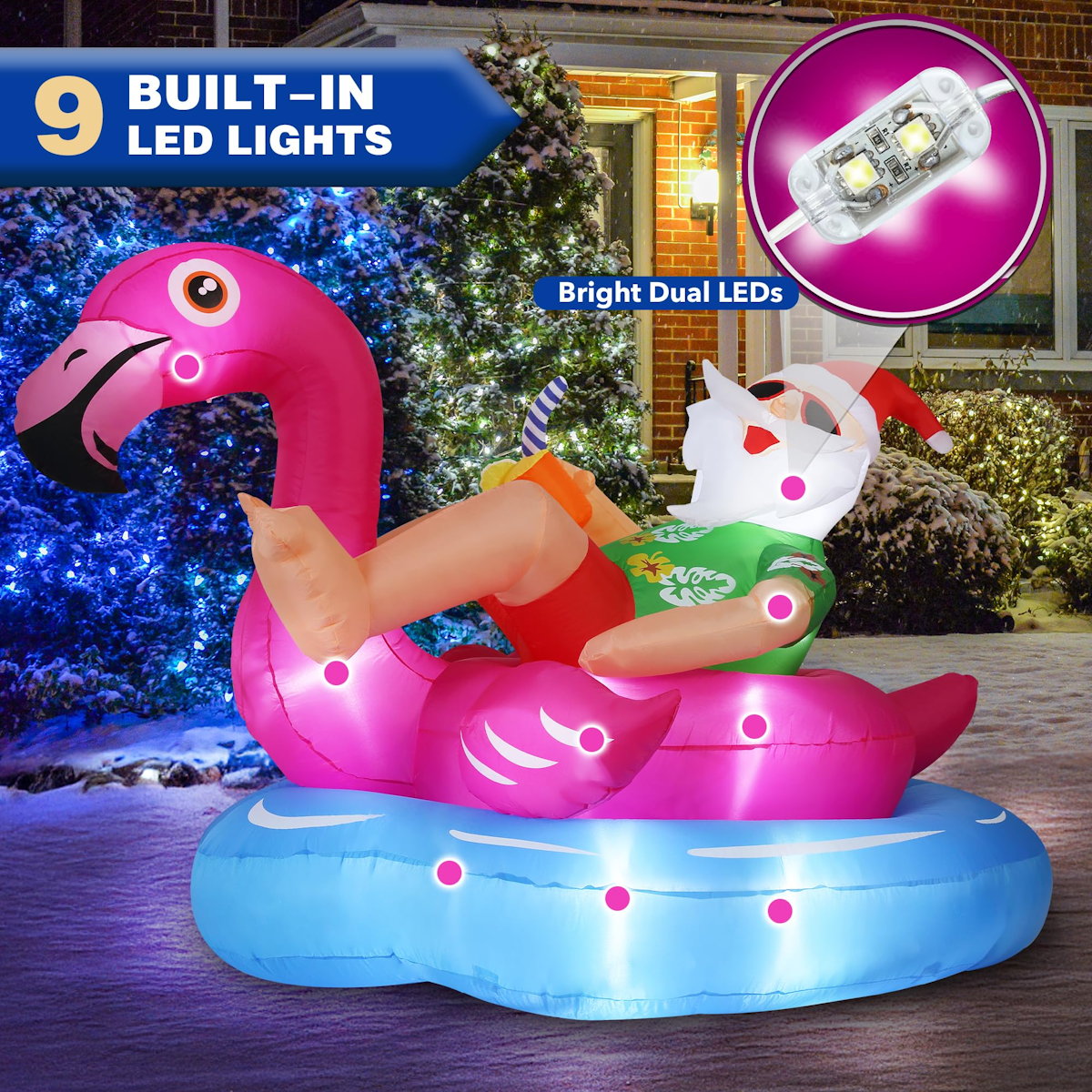Flamingo Santa Claus Inflatable for Summer Beach Party Christmas in July - ChildAngle