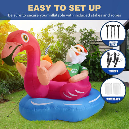 Flamingo Santa Claus Inflatable for Summer Beach Party Christmas in July - ChildAngle