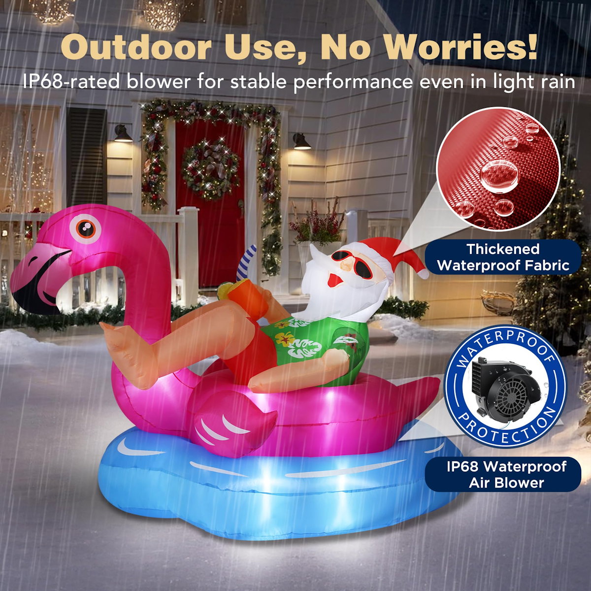 Flamingo Santa Claus Inflatable for Summer Beach Party Christmas in July - ChildAngle
