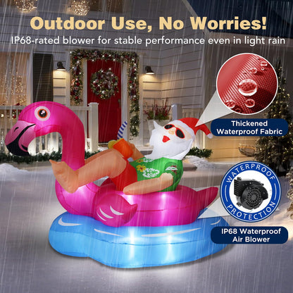 Flamingo Santa Claus Inflatable for Summer Beach Party Christmas in July - ChildAngle