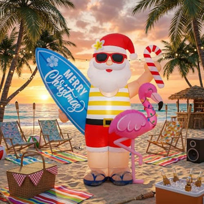 Flamingo Santa Claus Inflatable for Summer Beach Party Christmas in July - ChildAngle