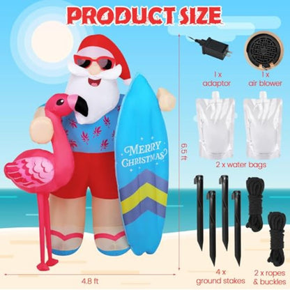Flamingo Santa Claus Inflatable for Summer Beach Party Christmas in July - ChildAngle