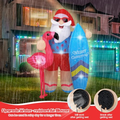 Flamingo Santa Claus Inflatable for Summer Beach Party Christmas in July - ChildAngle