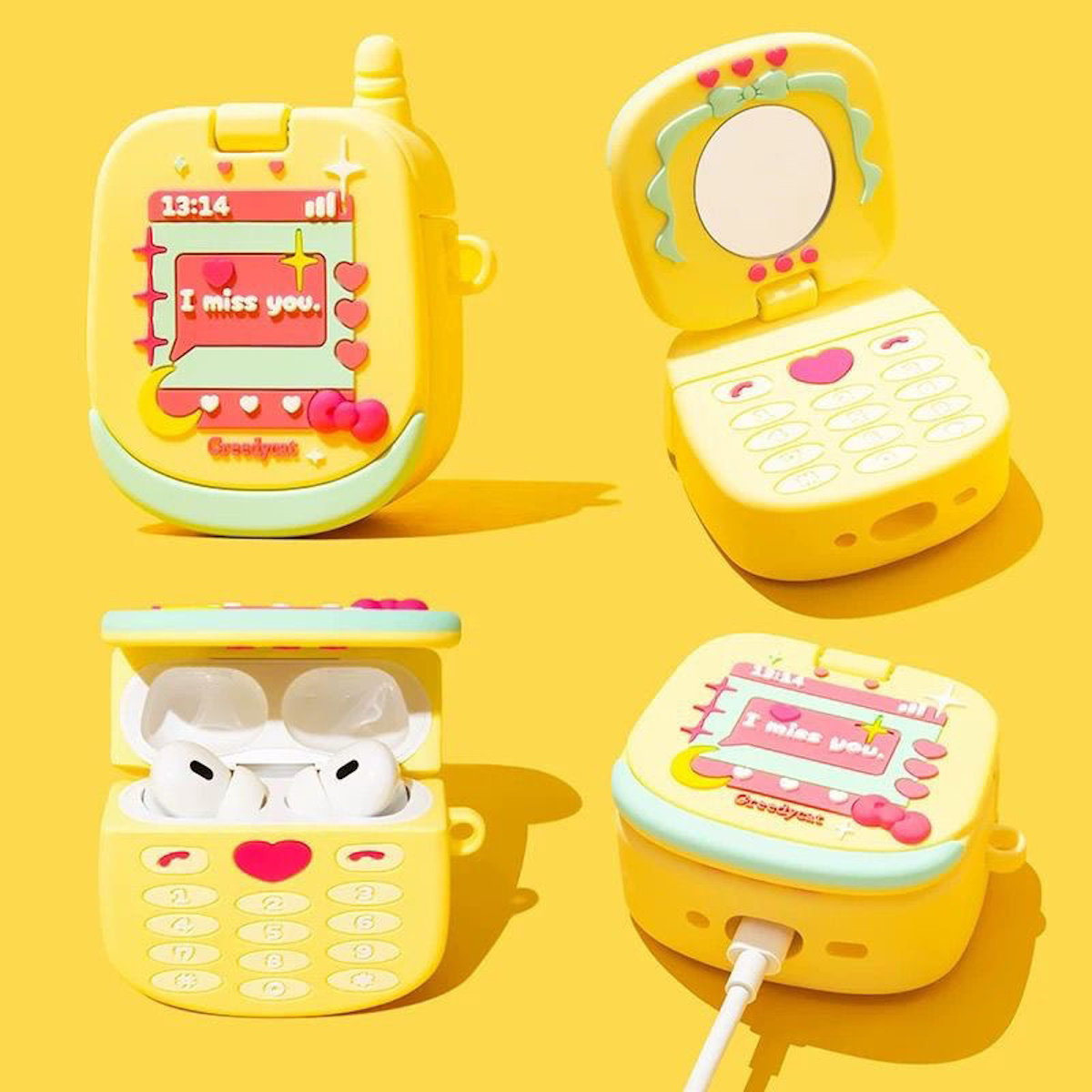 Yellow toy phone AirPods case - ChildAngle