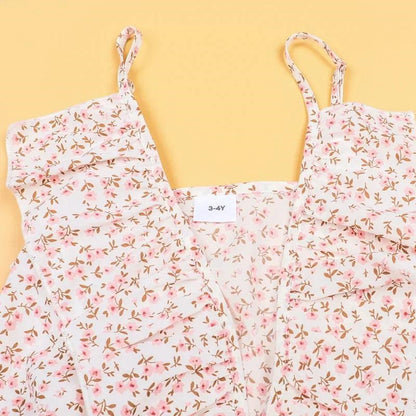 Matching Family Outfits Flower Print Mommy and Me Pink Mother Daughter Dress - ChildAngle