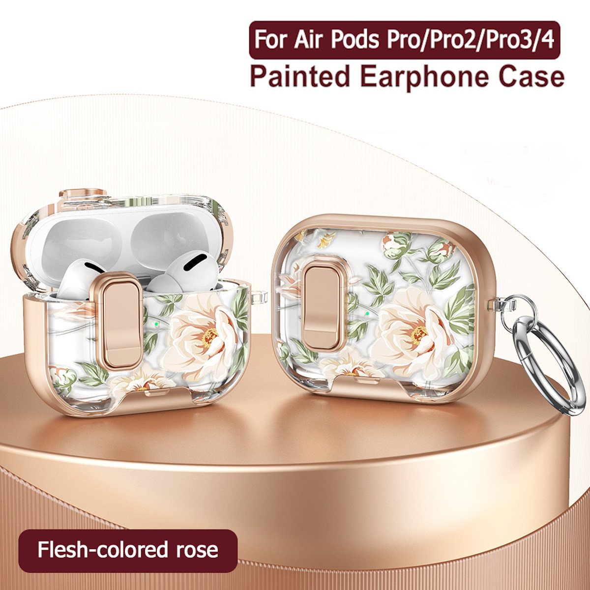 AirPods Pro 3 Schutzhülle mit Schloss, blumenbemalt