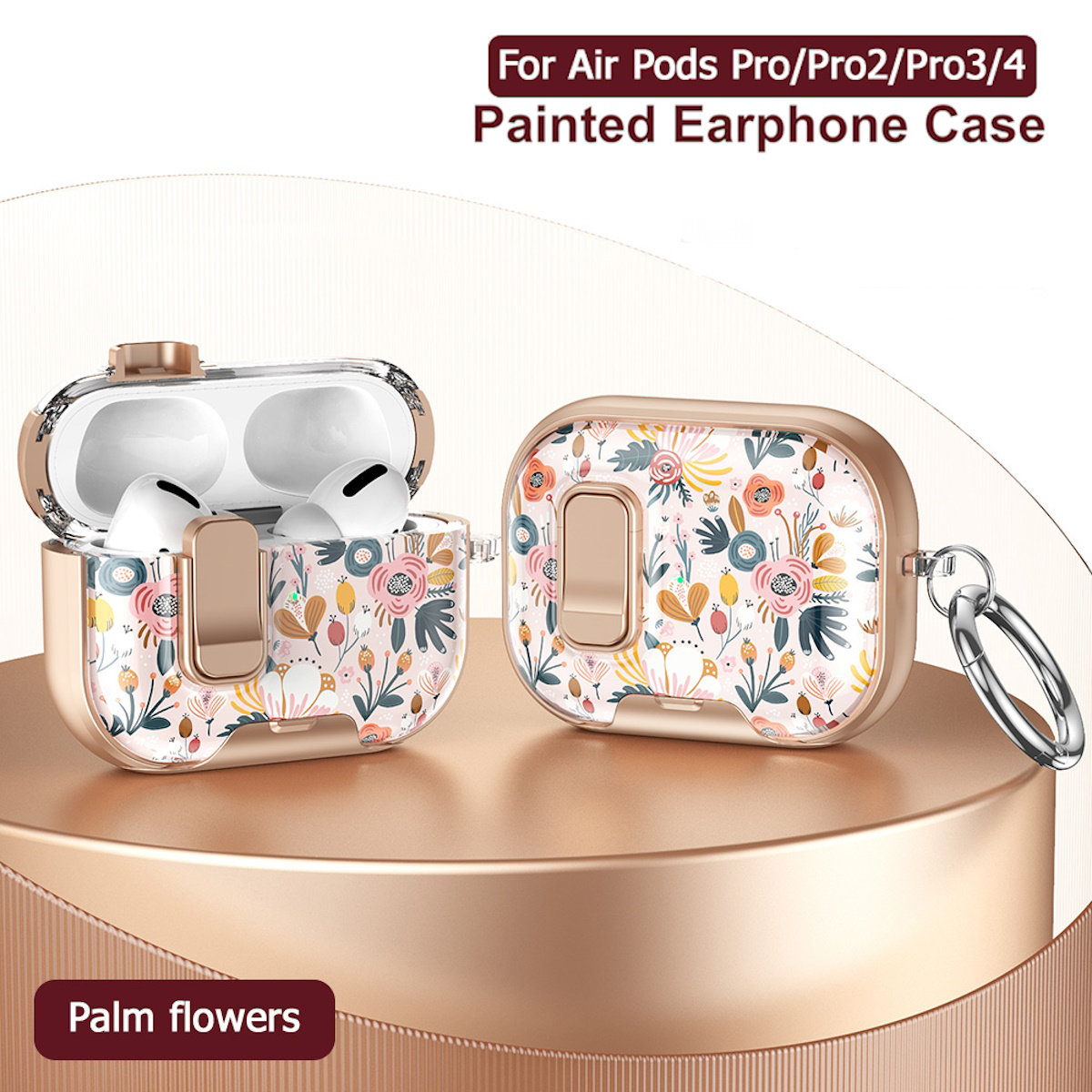 AirPods Pro 3 Schutzhülle mit Schloss, blumenbemalt