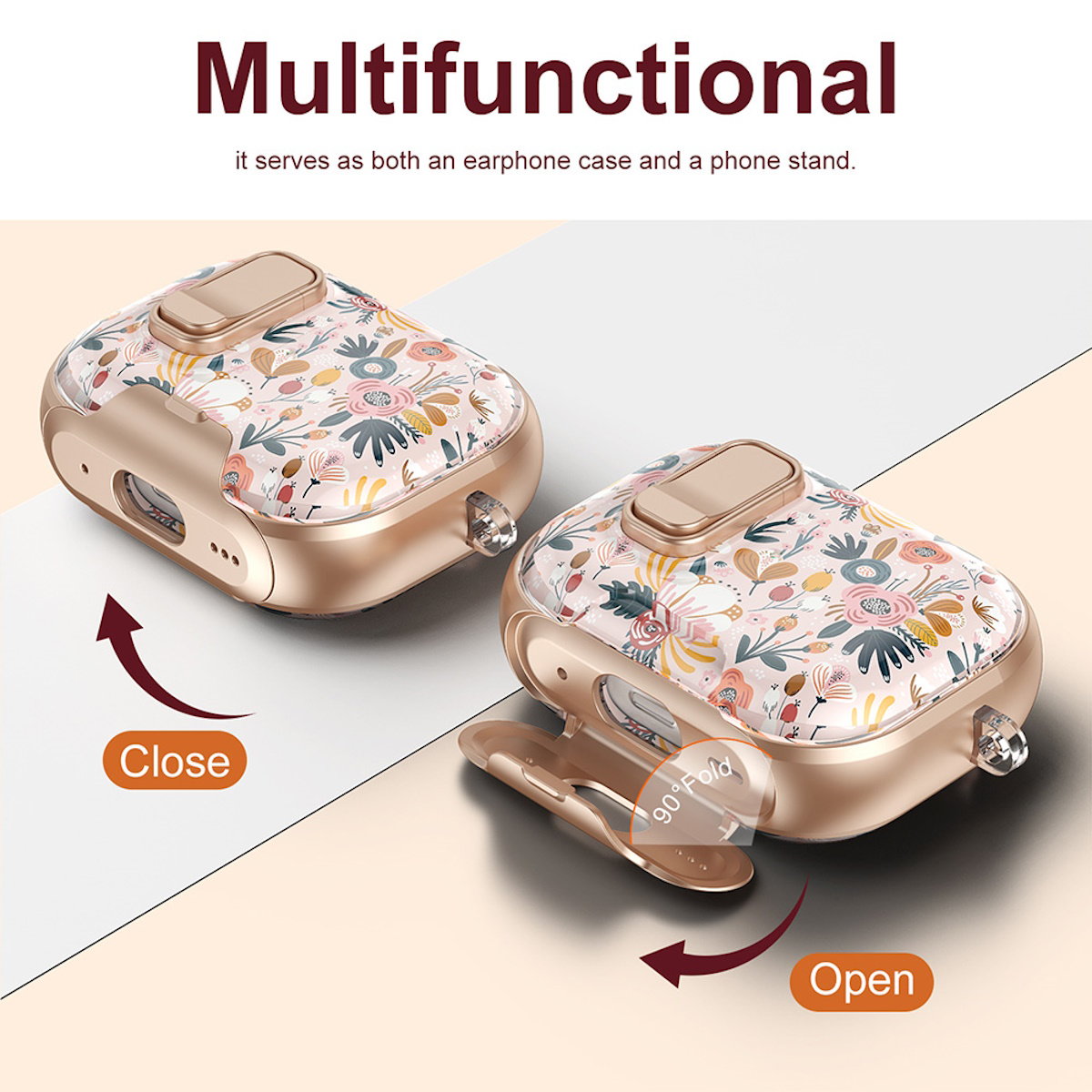 AirPods Pro 3 Schutzhülle mit Schloss, blumenbemalt