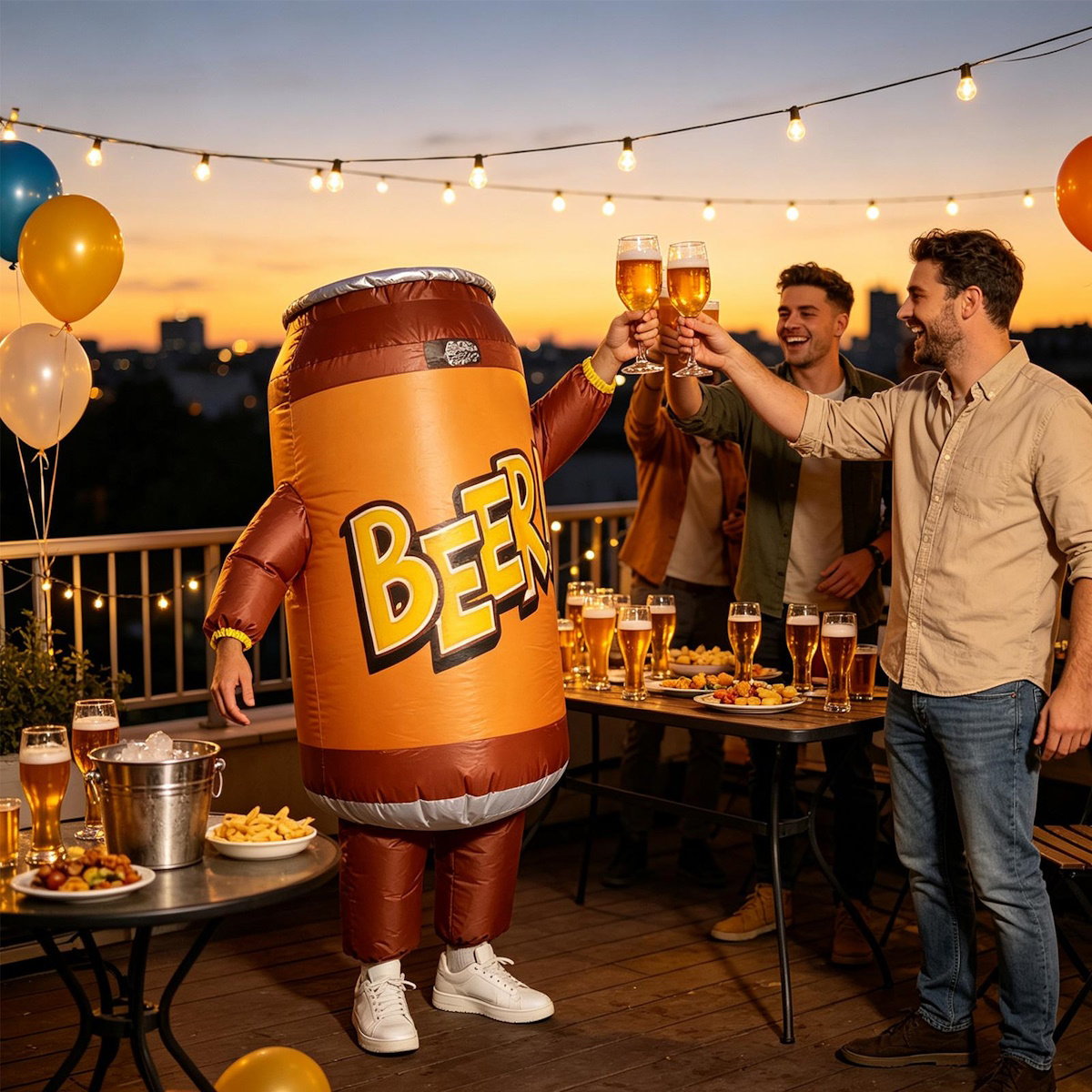 Teens Hamburger French Fries and Beer Soda Water Drink Inflatable Costumes - ChildAngle