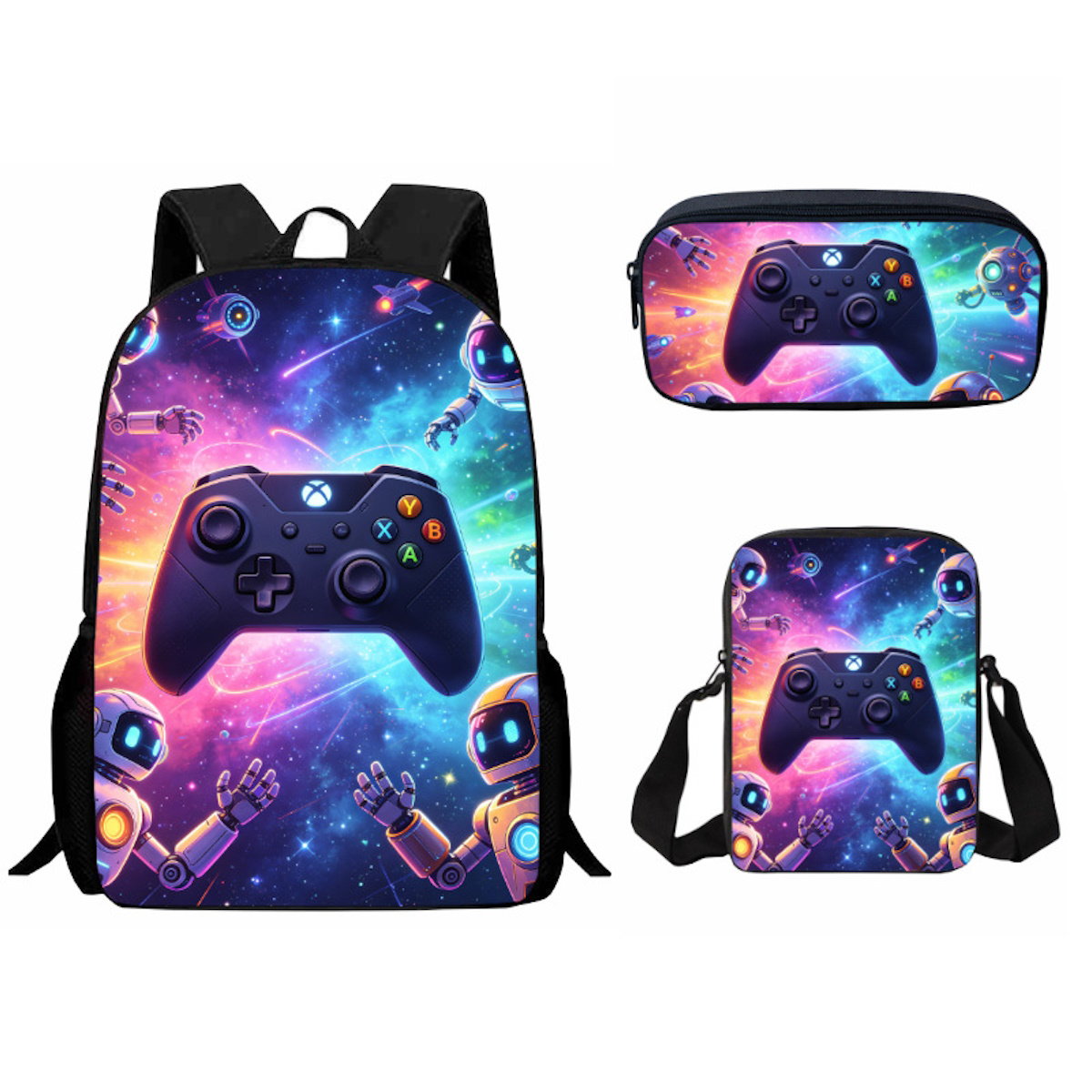 3PCS Gamepad Game Console Backpack and Lunchbox Pencil Case Set - ChildAngle