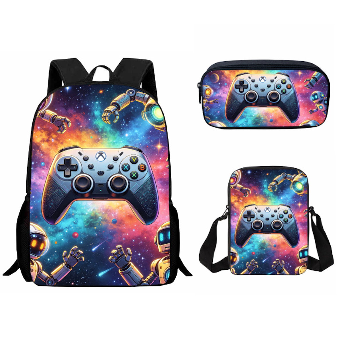 3PCS Gamepad Game Console Backpack and Lunchbox Pencil Case Set - ChildAngle
