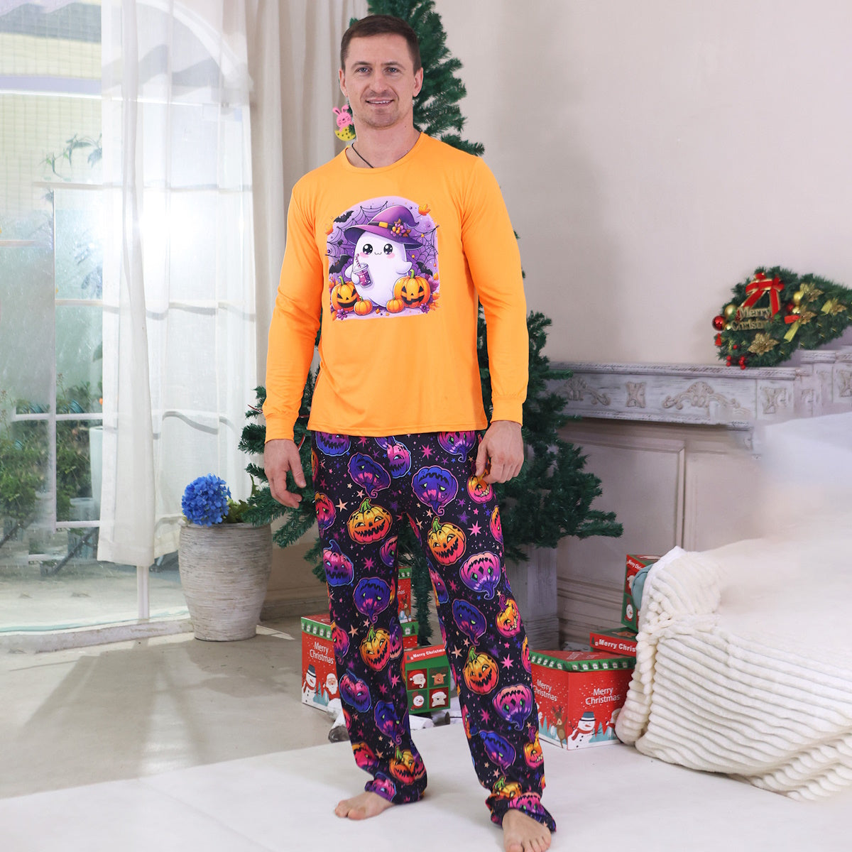 Halloween Family Matching Pajamas Ghost Pumpkin Print Sleepwear Family Look Pyjamas - ChildAngle