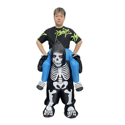 Skeleton Ghost Rider Costume Cosplay Halloween Inflatables - ChildAngle