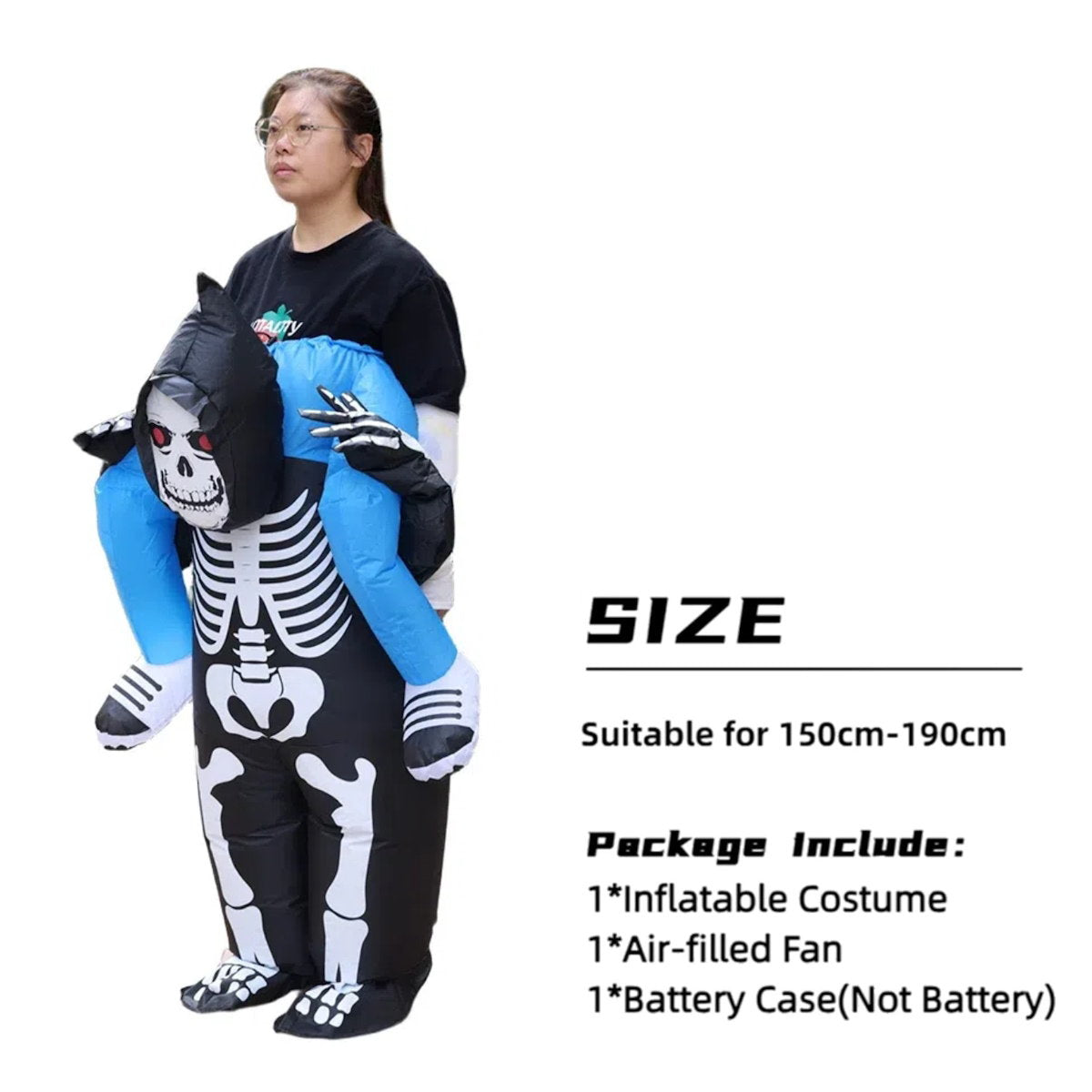 Skeleton Ghost Rider Costume Cosplay Halloween Inflatables - ChildAngle